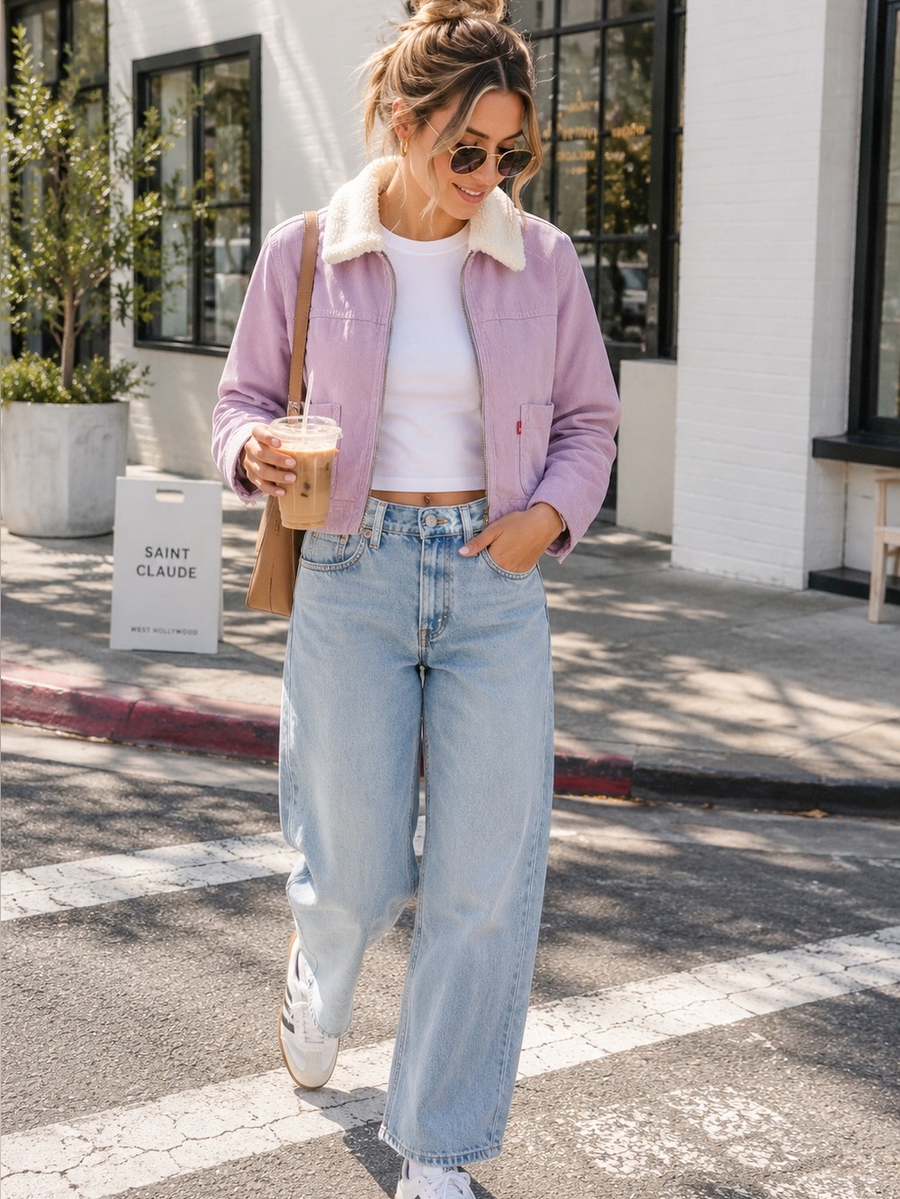 Levi’s 2023 Lilac/ Dusty Pink Corduroy Sherpa Collar Trucker Jacket Y2K Western